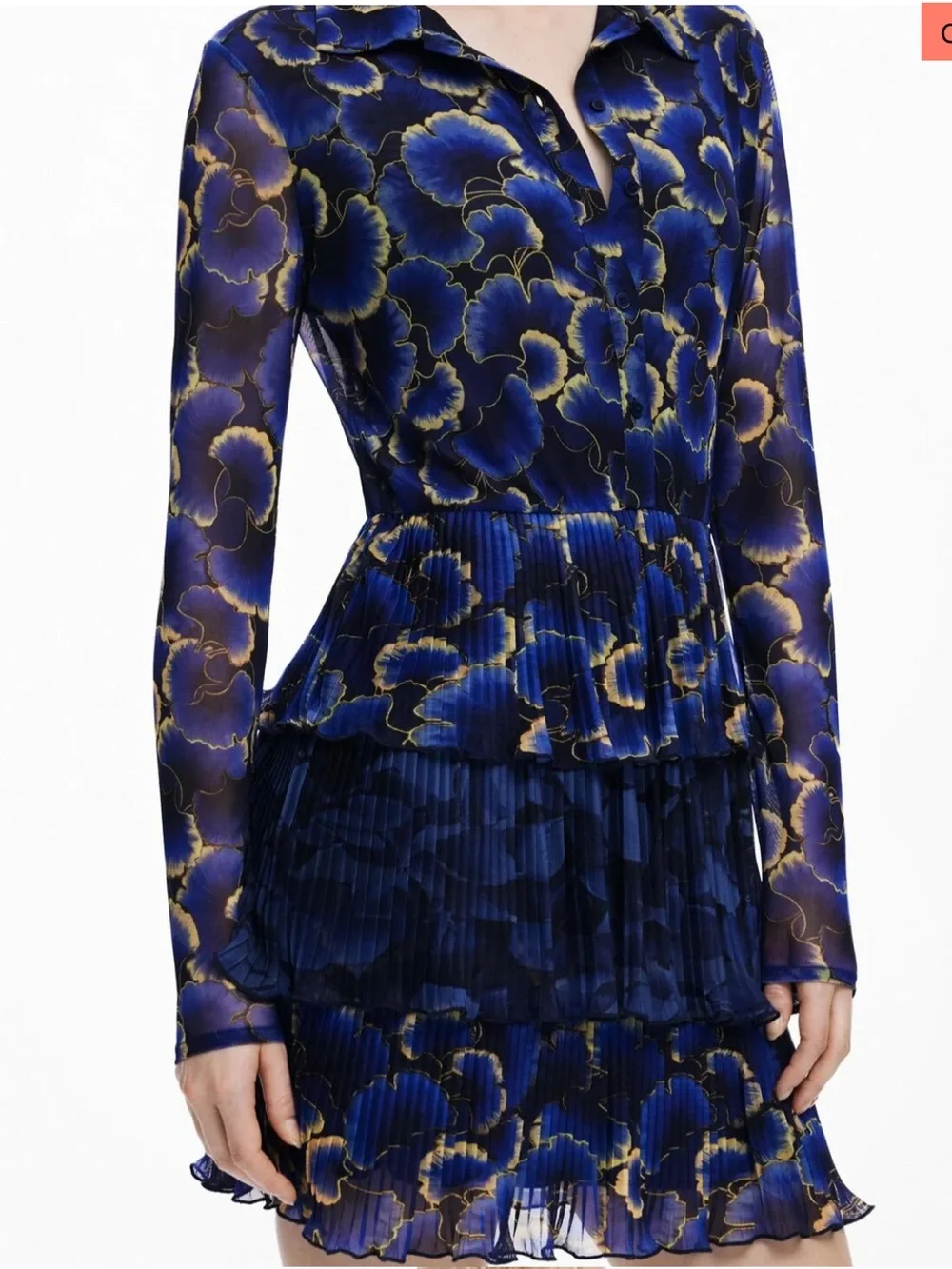 Desigual Blue Floral Tiered Mini Dress - Picture 5 of 11